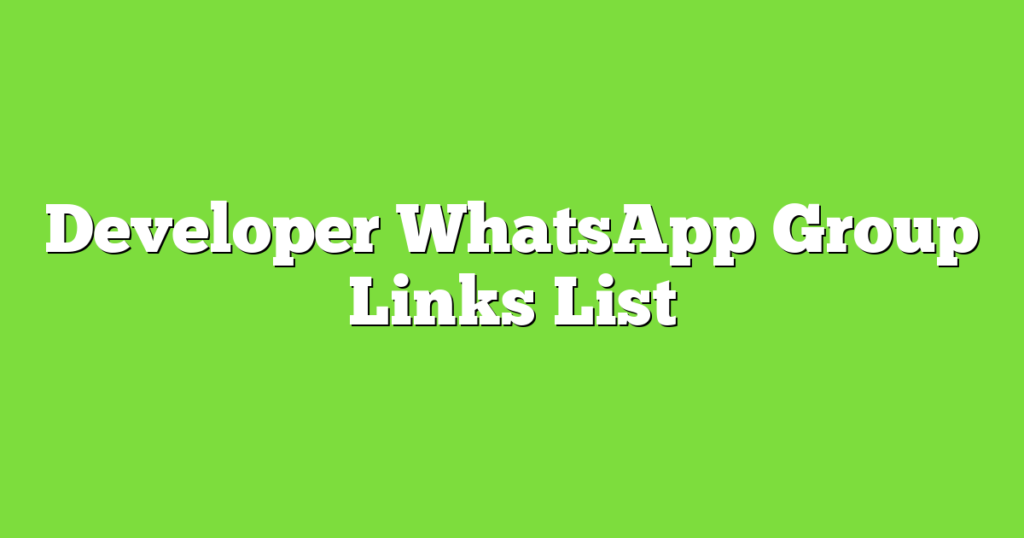 Web Developer WhatsApp Group Links